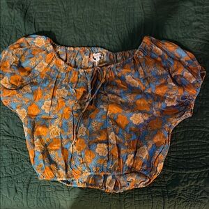 NWT Sundry Blue and Orange Floral Blouse